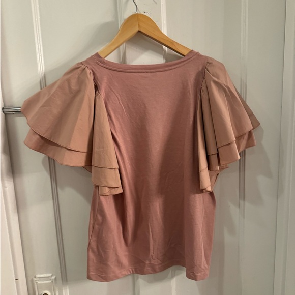 8 by Yoox pink flutter sleeve top - Picture 7 of 8